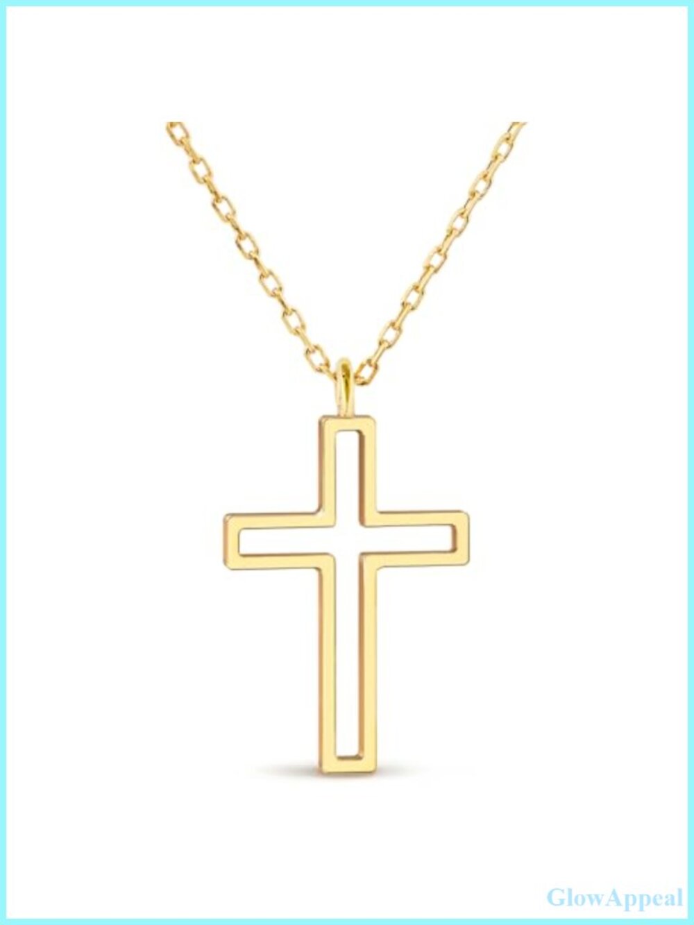18K Gold Plated Hollow Cross Pendant Necklace 18-20" Christian Jewelry